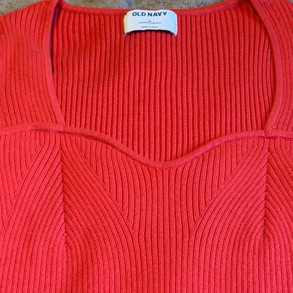 Red Ribbed Long Sleeve Top - Picture 2 of 3